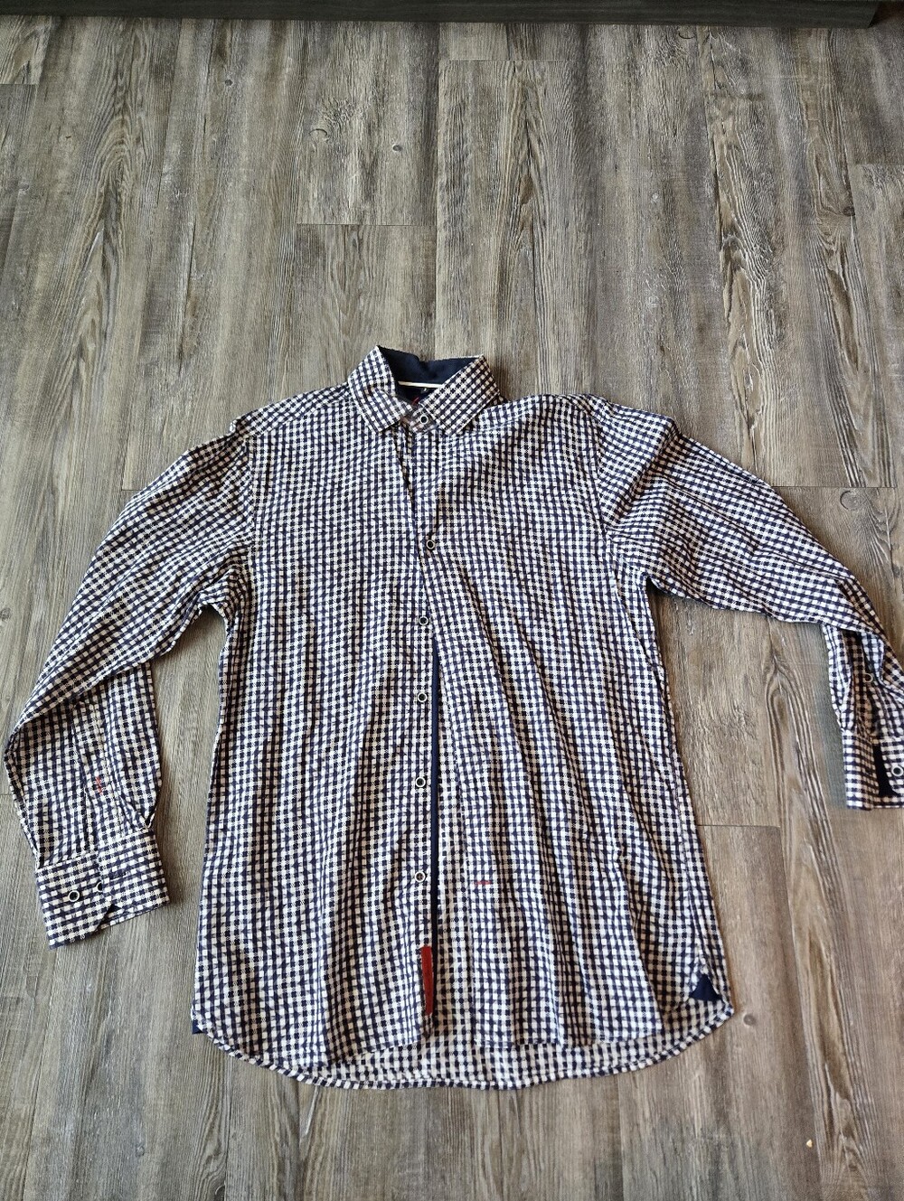 Visconti Men's Black and White Check Long-Sleeve Shirt
